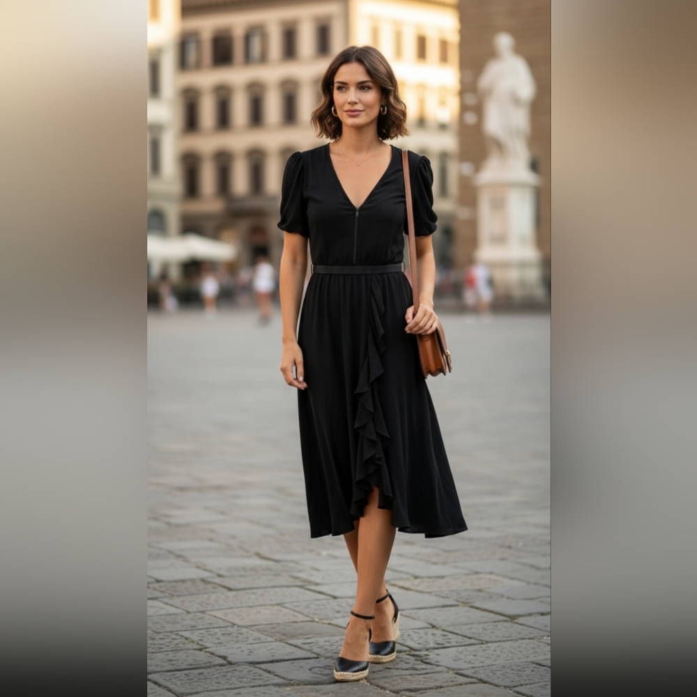 Dolce & Gabbana Black Ruffled Dress S Minimalist Cottage